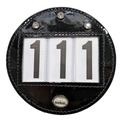 Round Patent Leather Bridle Number Holders (Pair)