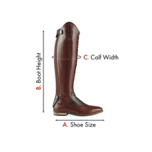 Load image into Gallery viewer, Cognac Size 8 Wide - Maurizia Ladies Lace Front Tall Leather Riding Boots