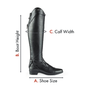 Vertini Ladies Long Leather Field Riding Boot - Black/Size 5/Regular