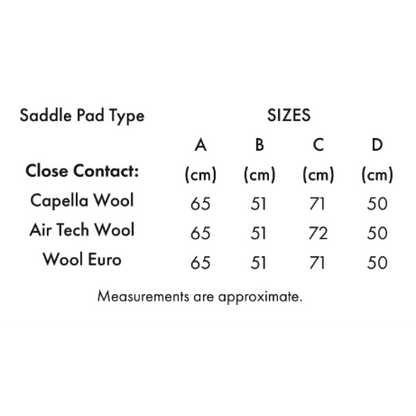 Close Contact Merino Wool European Saddle Pad - GP/Jump Square