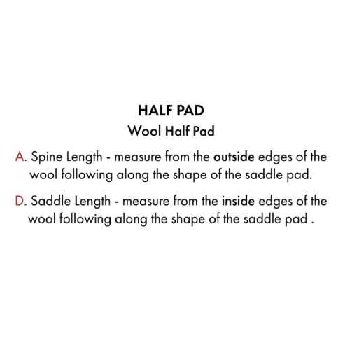 Merino Wool Saddle Pad - Half Pad