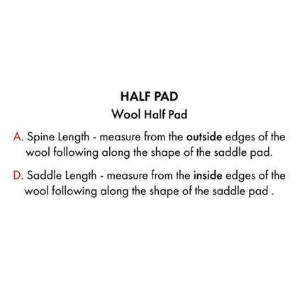 Merino Wool Saddle Pad - Half Pad