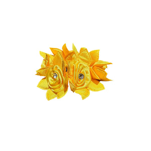 Yellow Rose Hair Scrunchie with Crystals