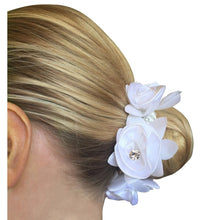 Load image into Gallery viewer, Pink Rose Hair Scrunchie with Crystals