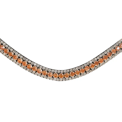 Champagne Crystal Browband (Black Leather) - Cob Size