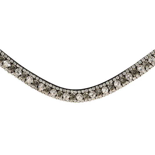 Silver, Deep Wave Crystal Browband (Black leather)