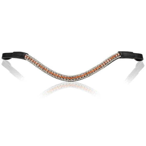 Champagne Crystal Browband (Black Leather) - Cob Size