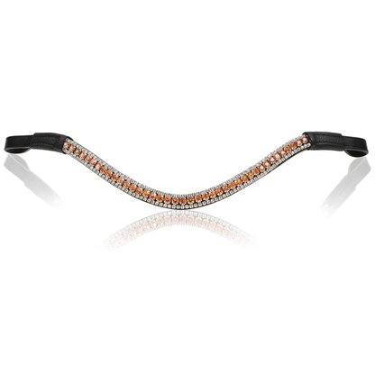 Champagne Crystal Browband (Black Leather) - Cob Size