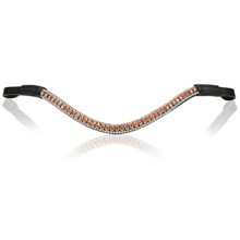 Load image into Gallery viewer, Champagne Crystal Browband (Black Leather) - Cob Size
