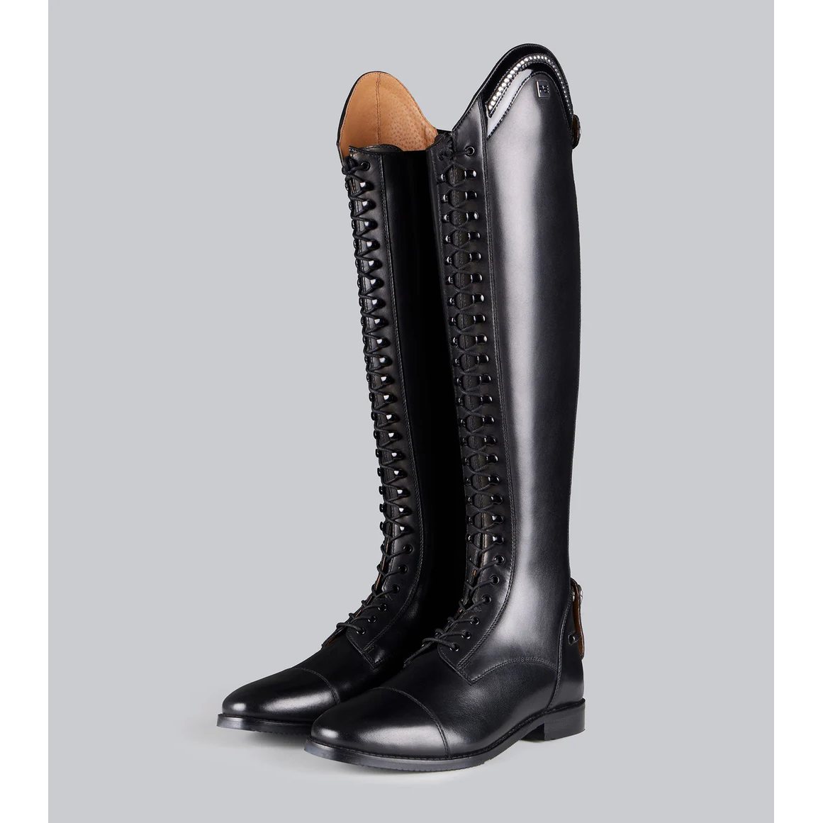 Astra Womens Lace Front Tall Leather Riding Boots