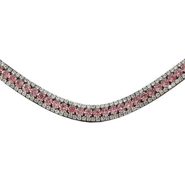 Baby Pink Crystal Browband (Black Leather)