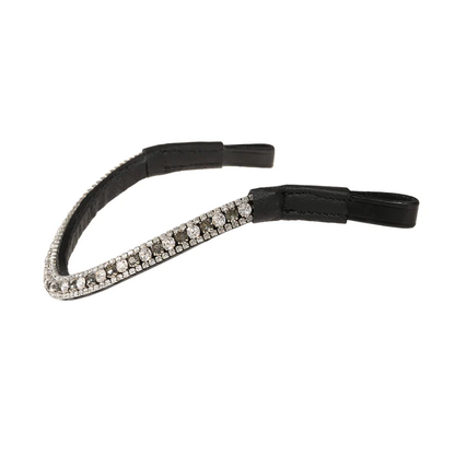 Silver, Deep Wave Crystal Browband (Black leather)