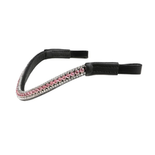 Load image into Gallery viewer, Baby Pink Crystal Browband (Black Leather)