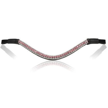 Baby Pink Crystal Browband (Black Leather)