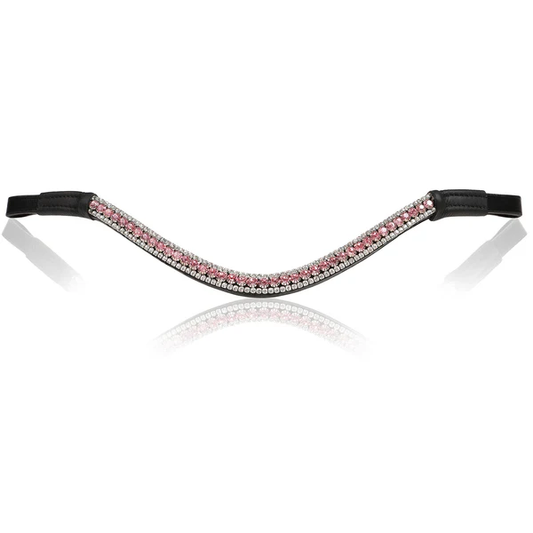 Baby Pink Crystal Browband (Black Leather)