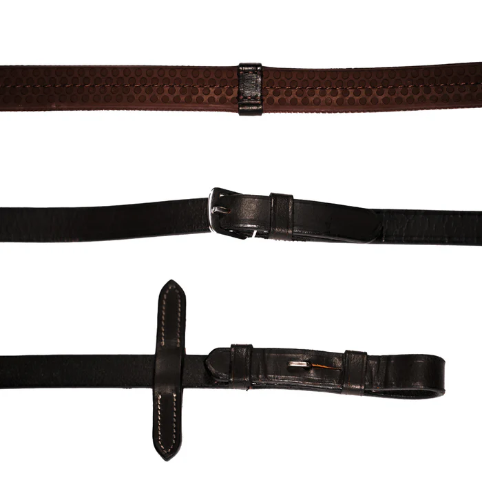 Leather & Rubber Grip Reins (Flat)