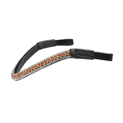Champagne Crystal Browband (Black Leather) - Cob Size