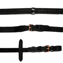Load image into Gallery viewer, Rose Gold Padded Nappa Leather Reins - Black