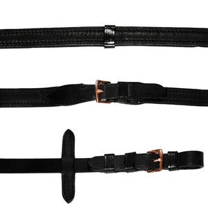 Rose Gold Padded Nappa Leather Reins - Black