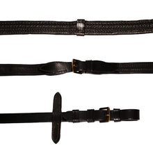 Load image into Gallery viewer, Padded Nappa Leather Reins (Flat) - Brown w/brass fittings
