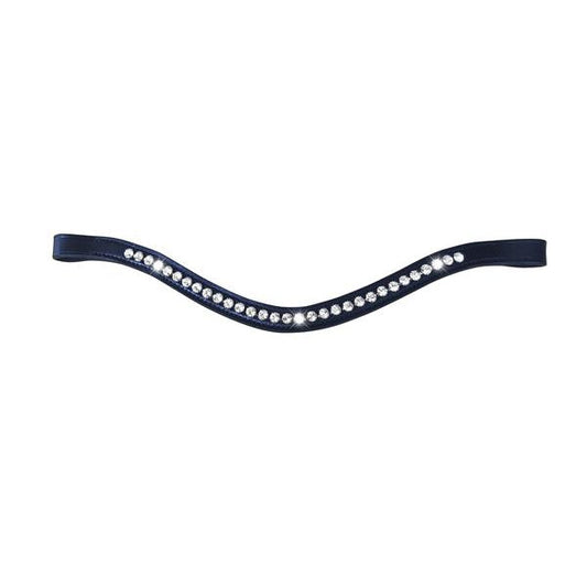 Swarovski Crystal Browband (Black Leather) - Cob/Full Size