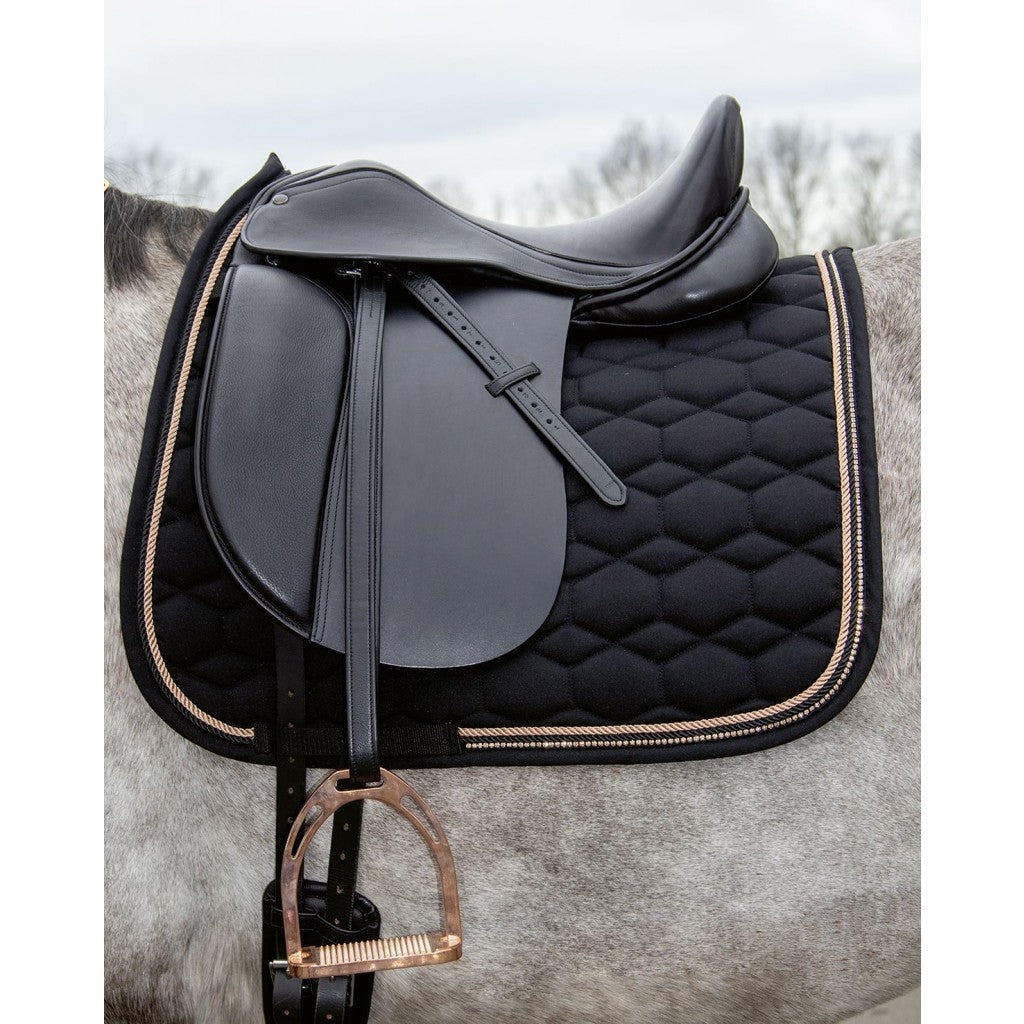 Rose Gold Glamour Saddle Pad - Black/Full GP