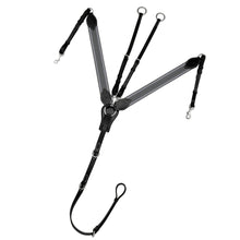 Load image into Gallery viewer, 3 Point Breastplate - Grey/White Elastic - Black/Stainless Steel - Pony Size