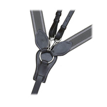 Load image into Gallery viewer, 3 Point Breastplate - Grey/White Elastic - Black/Stainless Steel - Pony Size