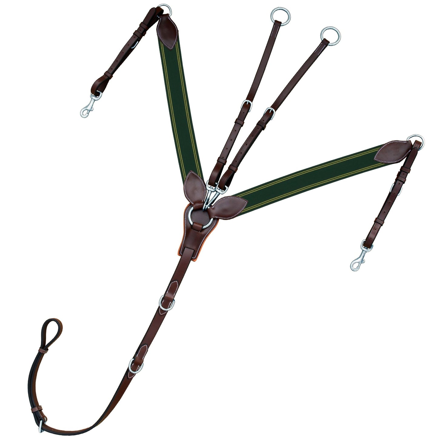 3 Point Breastplate - Green/Yellow Elastic