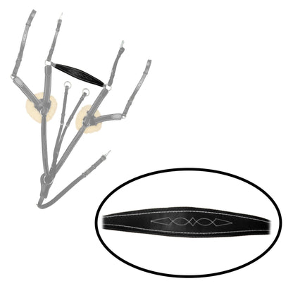 Fancy Stitch 5 Point Breastplate with sheepskin - Black/Grey/Maroon Elastic