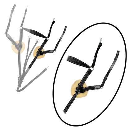 Fancy Stitch 5 Point Breastplate with sheepskin - Black/Grey/Maroon Elastic