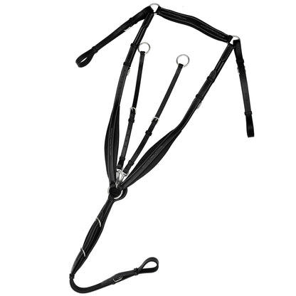Fancy Stitch 3 Point Wing Breastplate - Black/Stainless steel - Cob Size