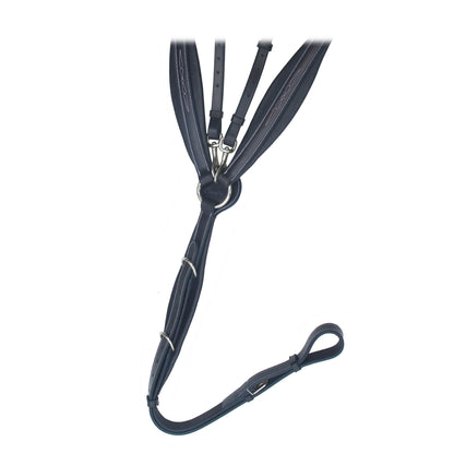 Fancy Stitch 3 Point Wing Breastplate - Black/Stainless steel - Cob Size