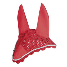 Load image into Gallery viewer, Dark Red/Silver Ear Bonnet - Pony Size