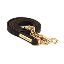 Load image into Gallery viewer, 3/4&quot; Leather Lead w/brass chain &amp; plate