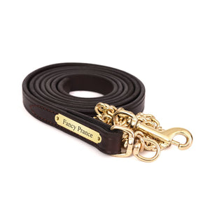 3/4" Leather Lead w/brass chain & plate