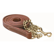 Load image into Gallery viewer, Leather Lead w/ solid brass chain (7 feet)