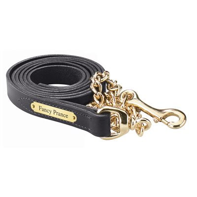 Leather Lead w/solid brass chain & plate (7 feet)