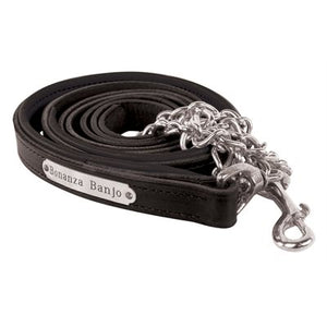 Padded Leather Lead w/chain and plate