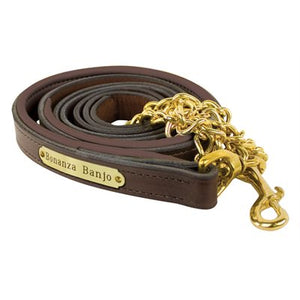 Padded Leather Lead w/chain and plate