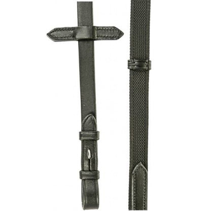 Reins interwoven with rubber