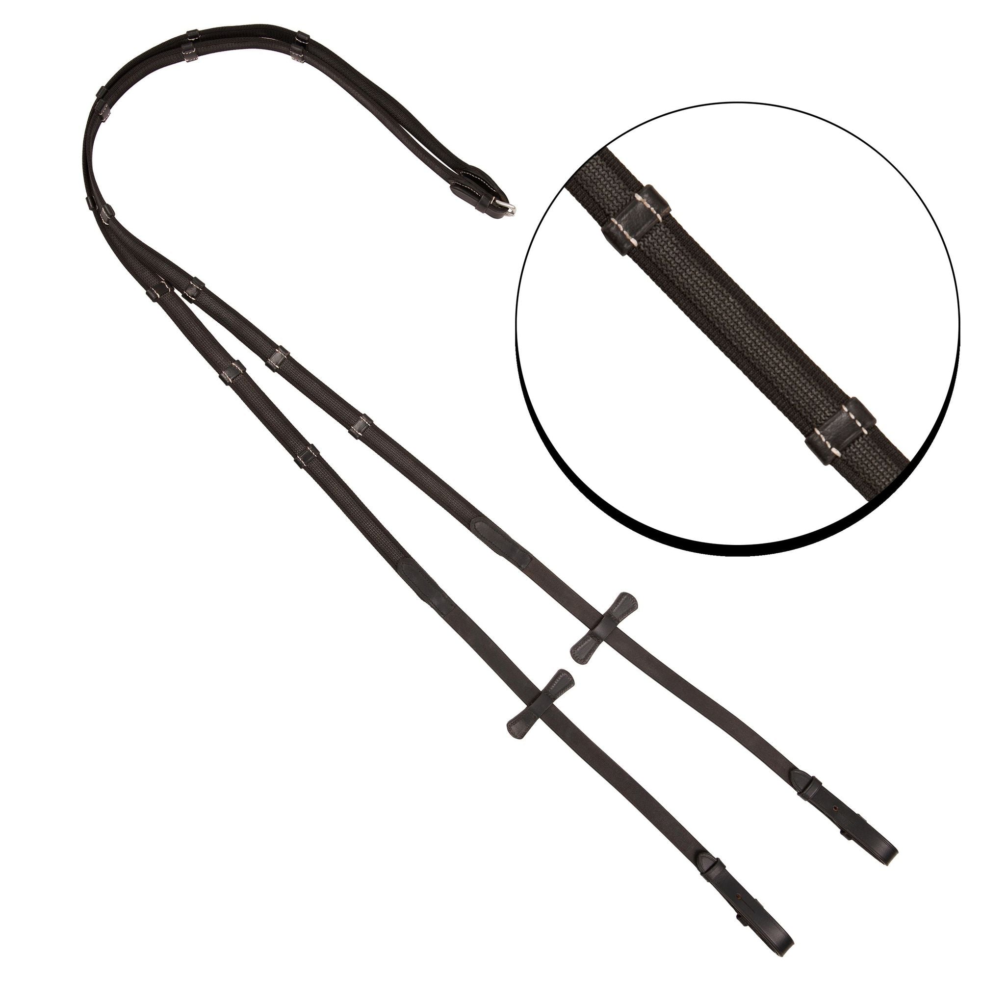Round Rhin Locking Ries Rubberised Reins with stoppers – Tacklet