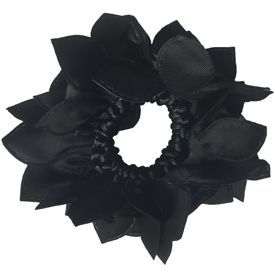 Black Rose Hair Scrunchie with Crystals