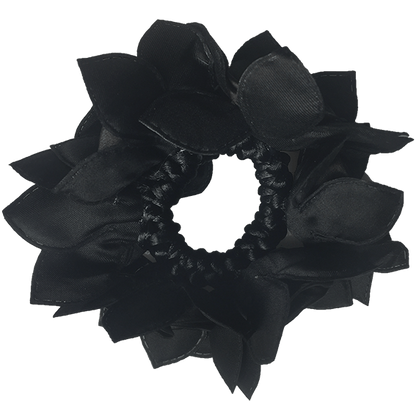 Black Rose Hair Scrunchie with Crystals
