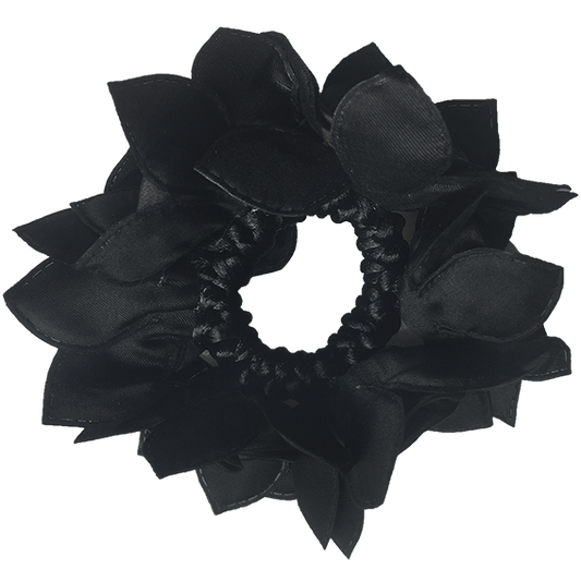 Black Rose Hair Scrunchie with Crystals