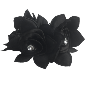 Black Rose Hair Scrunchie with Crystals