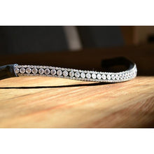 Load image into Gallery viewer, Solitaire Crystal Browband (Black Leather)