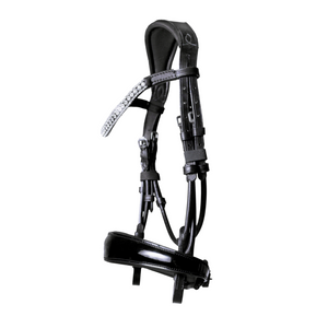 Amie Rolled Italian Leather Bridle (Cavesson) - Black