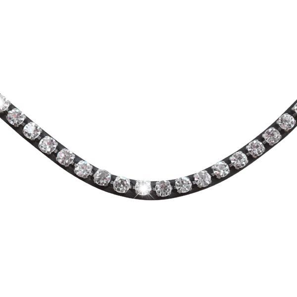 Diamante Crystal Browband (Black Leather) - Cob Size