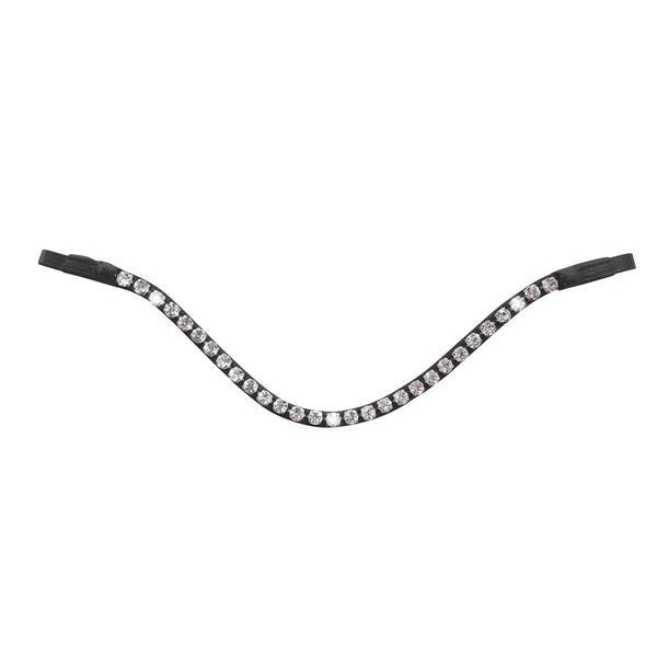 Diamante Crystal Browband (Black Leather) - Cob Size